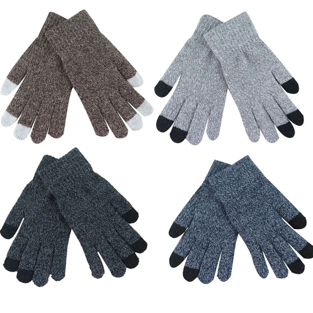 2018 женские и мужские универсальные вязаные зимние перчатки для экрана мягкие