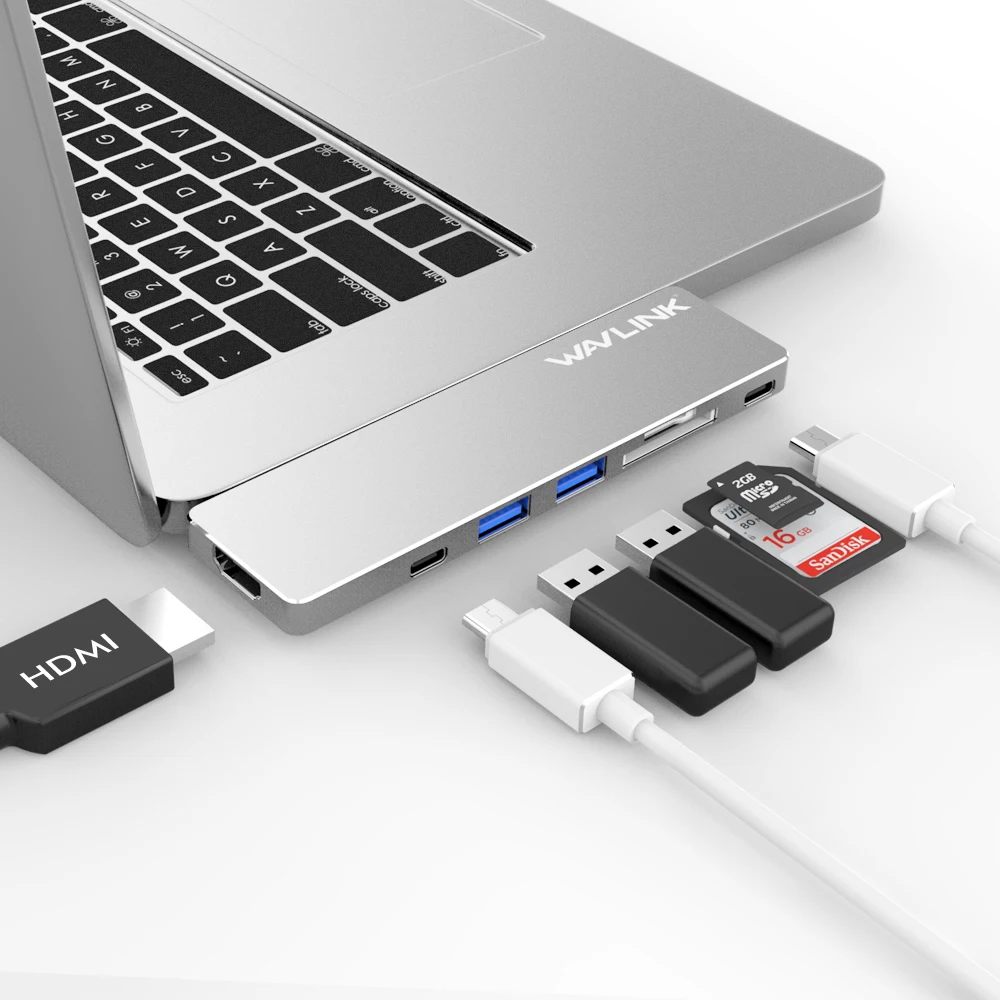 Wavlink USB C концентратор к HDMI 4K адаптер с SD/Micro SD кард-ридер USB A 3,0 концентратор адаптер питания для MacBook Pro