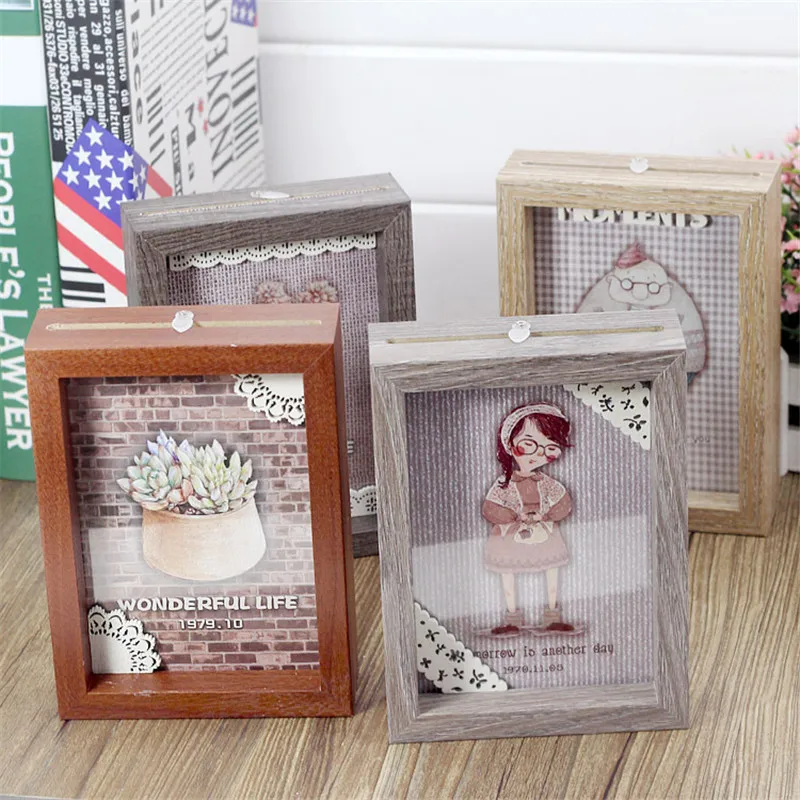 Творческие деревянные фоторамка для семьи сделай сам украшения домашнего декора