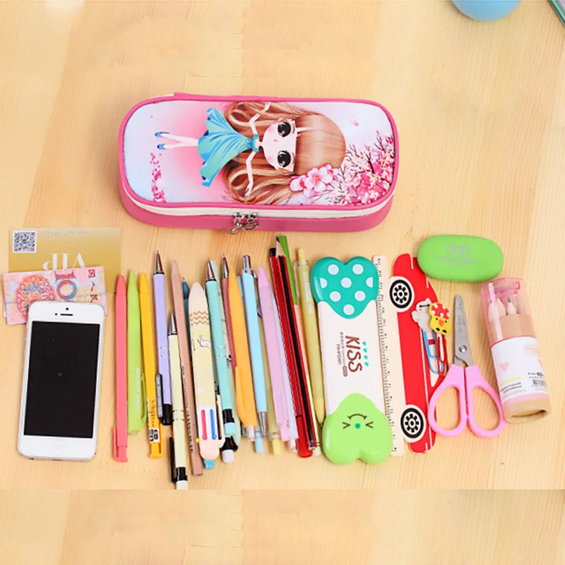 1pc Kawaii Girl Design Pencil Case Large Capacity Pen Bag Childern Student School Stationery Supplies Bags Random Color|Пеналы| |