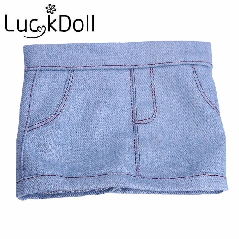 Уличный костюм LUCKDOLL с джинсовой юбкой леггинсами и топом подходит для 18-дюймовой