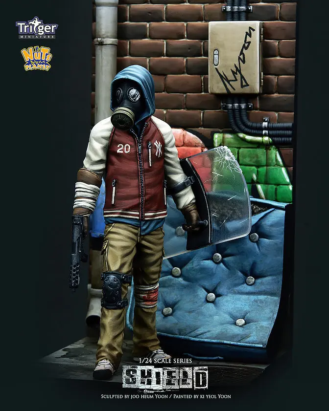 GK гараж статуэтка в виде 1/24 щит 75 мм Неокрашенная модель комплект|resin figure|garage kitmodel