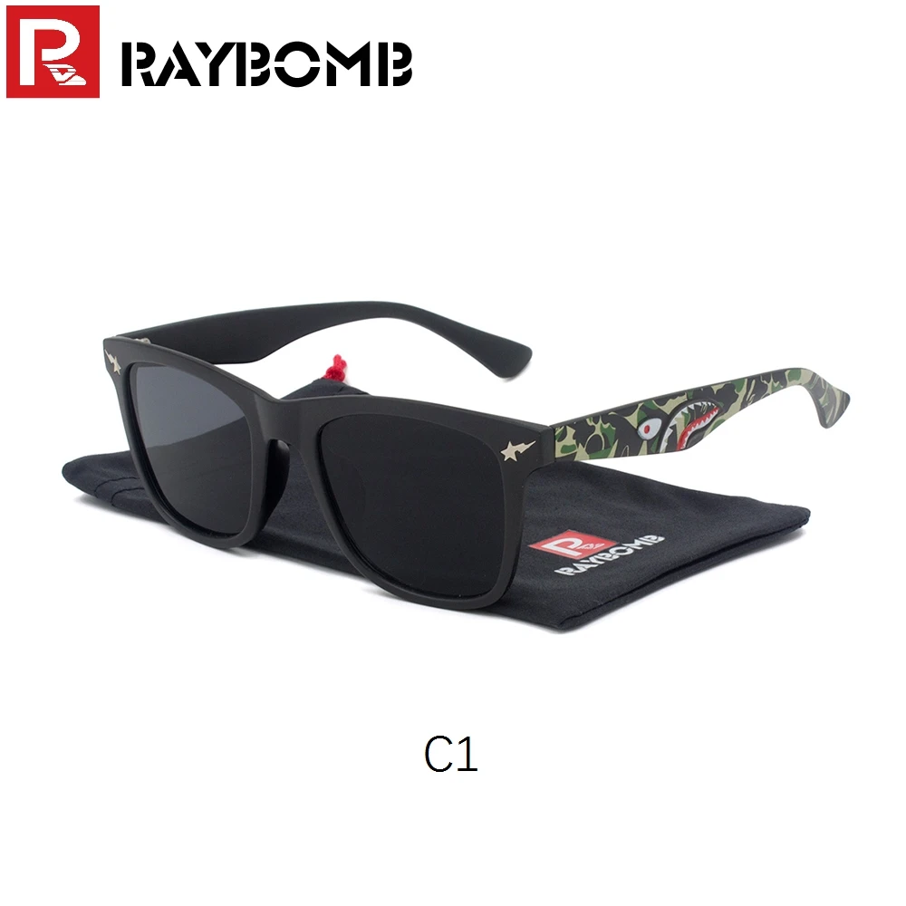 1088C1 RAYBOMB-, модные очки, квадратные солнцезащитные очки, оправа, граффити, дужки, тренд, хип-хоп очки, для мужчин и женщин, унисекс, электрическая звезда - Цвет линз: 1088C1