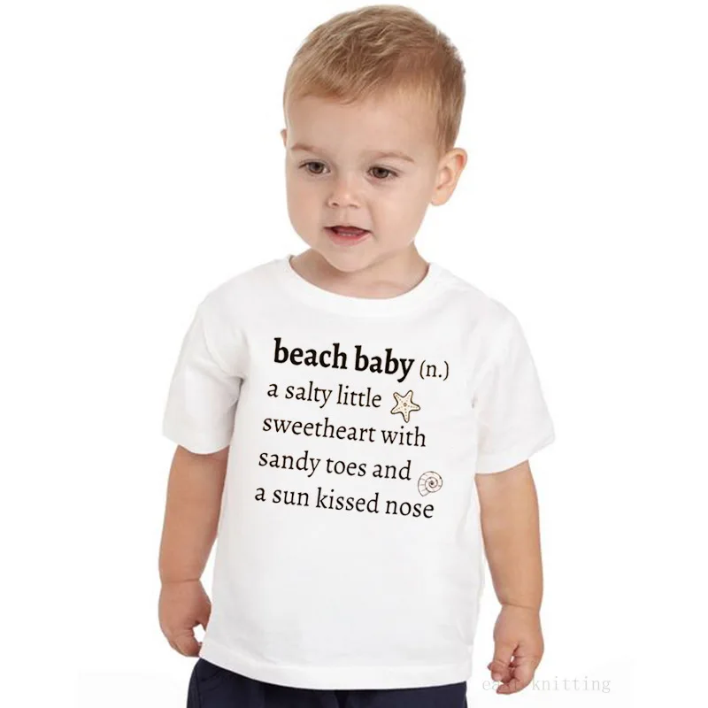 Лето 2019 новый дизайн Детская футболка с круглым вырезом мягкая пляжная удобная