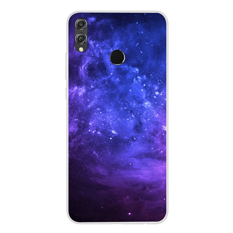 Оранжевый Чехол для Honor 8X 6,", Чехол для huawei Honor 8X, мягкий чехол из ТПУ с изображением космоса и планеты, чехол для huawei Honor 8X8 X X8, силиконовый чехол - Цвет: Оранжевый