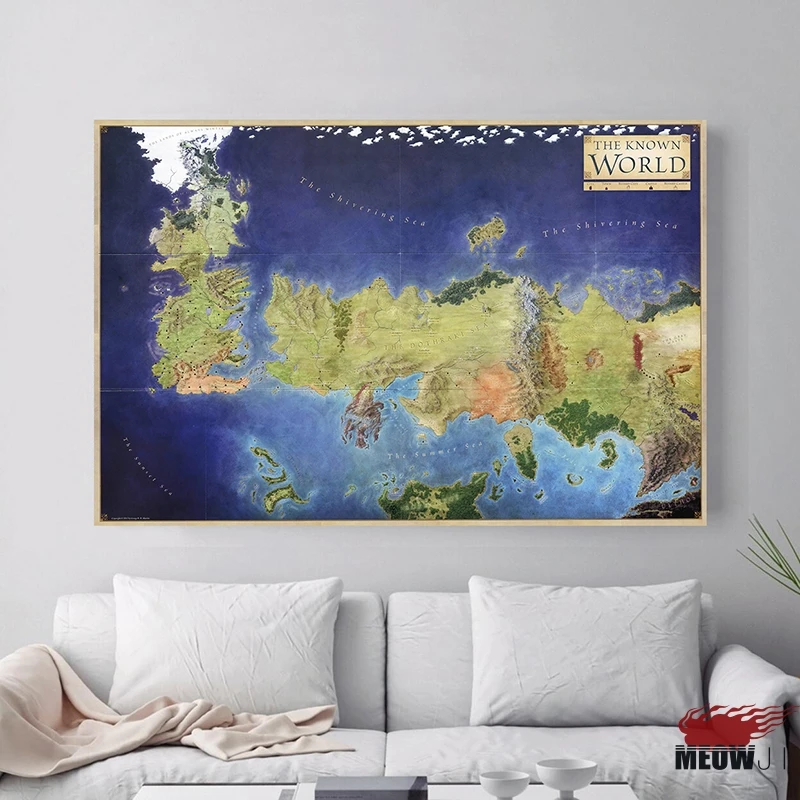Posters Wall Art Printed Canvas Painting For Room Game of Thrones Map 7 Kingdoms Decoration Decor Picture | Дом и сад