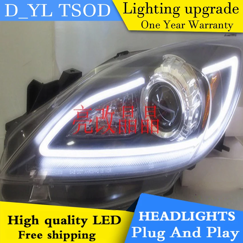 D_YL автомобильный Стайлинг для Mazda 3 фары 2011-2013 Mazda 3 светодиодный фонарь DRL Bi Xenon объектив Высокий Низкий луч парковка HID противотуманная фара
