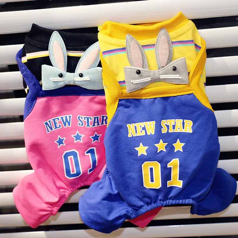 Детский комбинезон в полоску с бантиками для питомцев сезон лето весна одежда