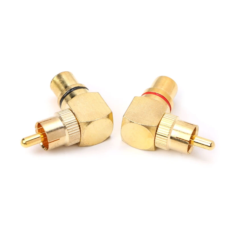 Новинка 2019 2х латунные RCA коннекторы с прямым углом золотым покрытием адаптеры 90