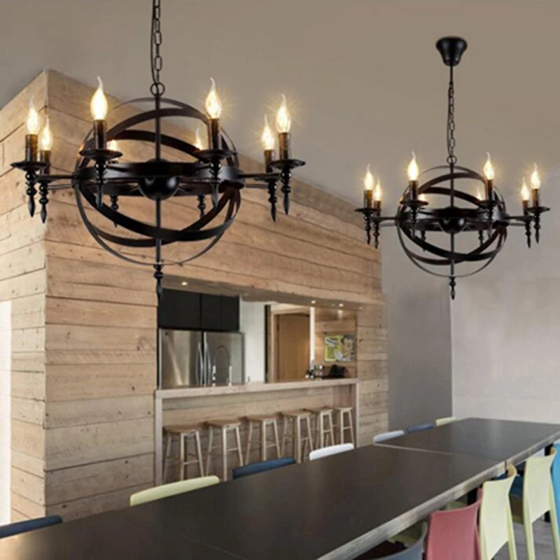 Ретро люстра в американском стиле E14 лофт для бара ресторана популярная железная