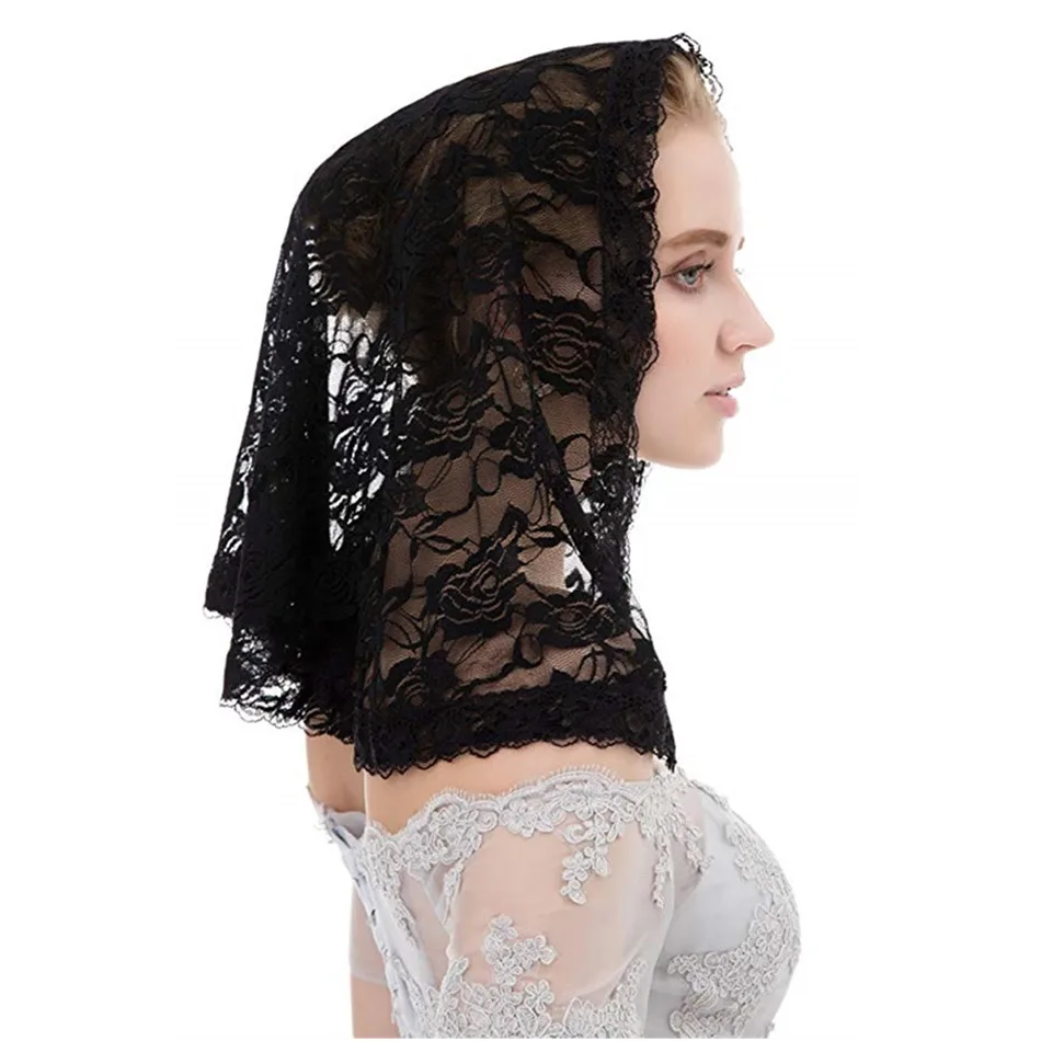 Черная кружевная Фата Мантилья для Church Veil католический Латинской массового