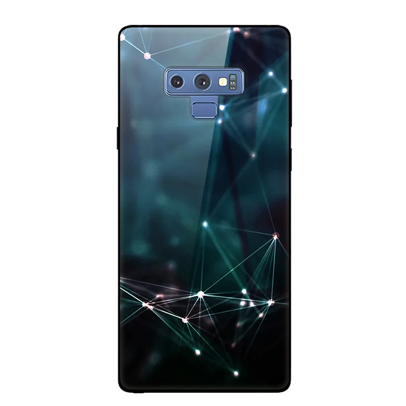 Чехол для samsung Note 9, Жесткий Чехол из закаленного стекла, окрашенный задний бампер для samsung Galaxy Note 9, мягкий чехол из ТПУ с изображением Луны, кошки, Capas, Coque - Цвет: Красный
