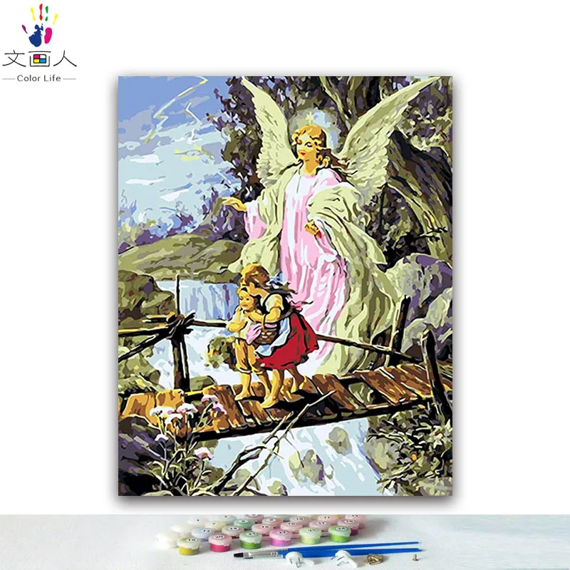 DIY раскрасок картины по номерам с Девы Марии и детей рисунок рельеф живописи