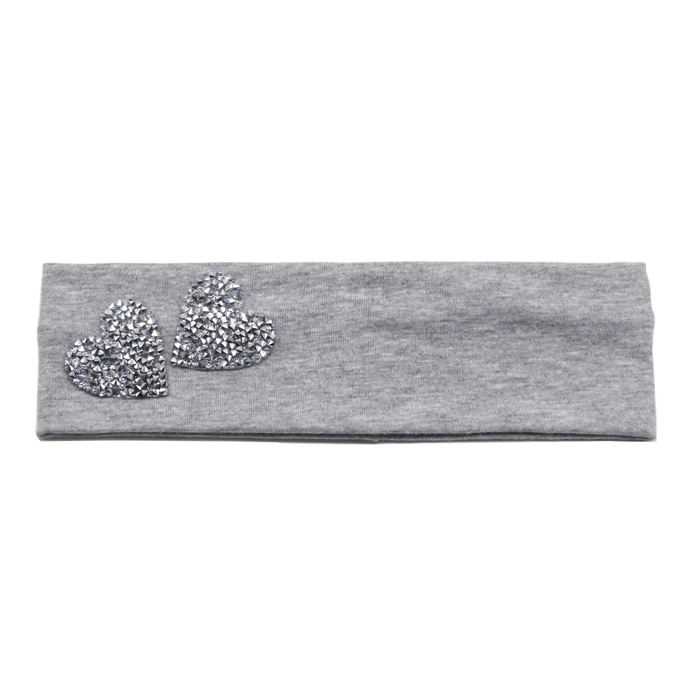 

5.5cm Infant Girls Headbands Summer Fashion Double Heart Rhinestone Stretchy Head Band for Baby Girls Cotton Hair Accessories