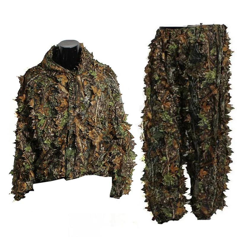 Открытый Лесной Снайпер Ghillie костюм рубашка + брюки военный 3D лист джунгли