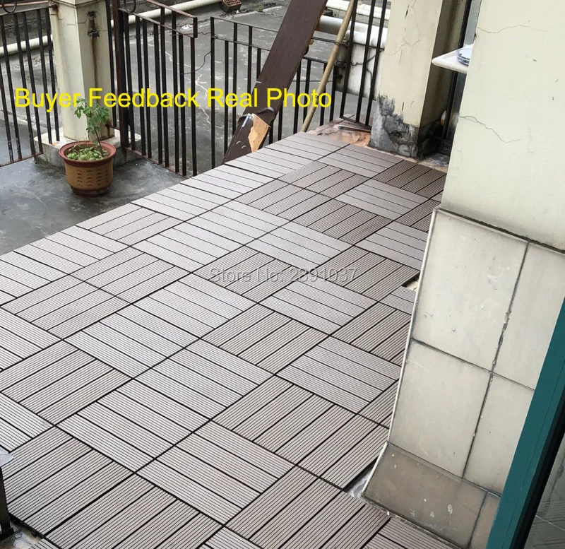 Chinese Mahogany color balcony floor Non-Slip wood plastic composite outdoor floor tiles waterproof Courtyard garden floor