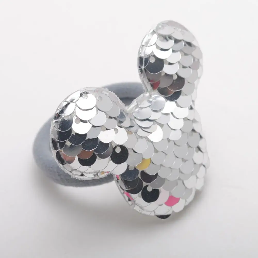 Silver Hair Gum 2 шт., эластичные резинки для волос с ушками Микки Мауса для девочек, новинка, резинки для волос, хороший подарок для детей, аксессуары для волос высокого качества - Цвет: Silver Hair Gum