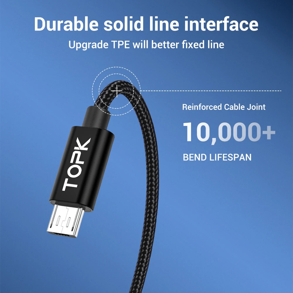 Микро USB кабель 2.4A нейлон Быстрая зарядка для передачи данных Samsung Xiaomi Microusb