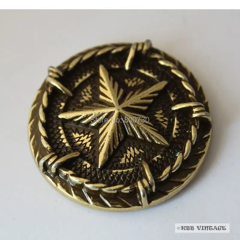 (KB205) 10 шт. 1 ''Западный Техас звезда Conchos с колючей проволокой латунь-цвет