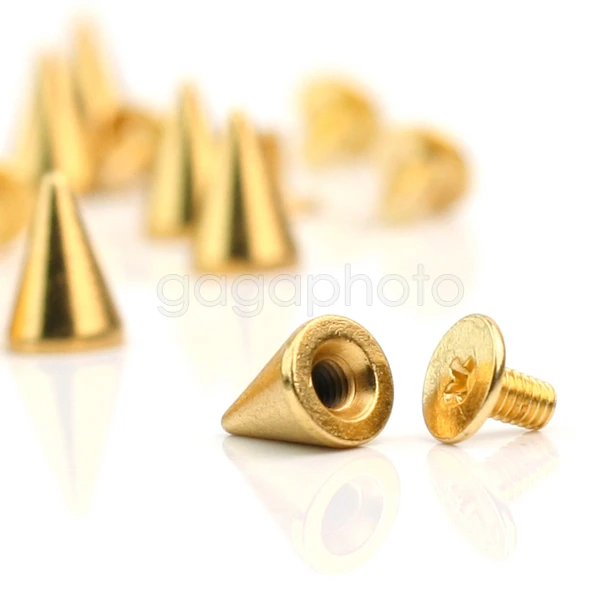 20 металлические 10 мм золотые шипы в стиле панк-рок конические шпильки с отверткой