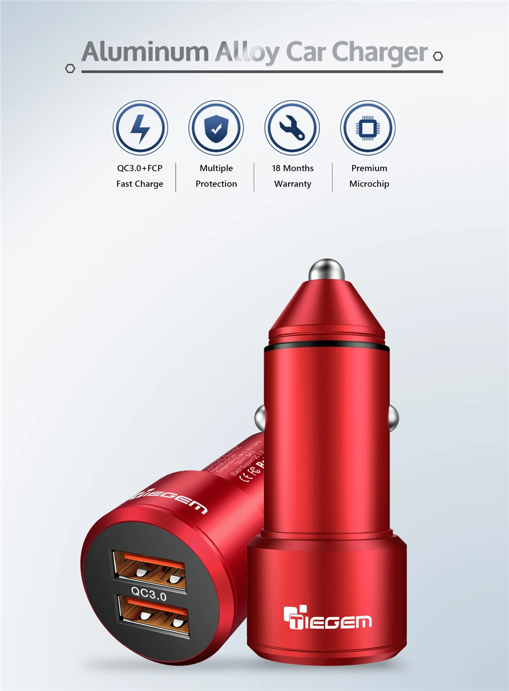 TIEGEM Dual USB Автомобильное зарядное устройство Quick Charge 2,0 3,0 мобильный телефон автомобильное зарядное устройство адаптер для iPhone 7 samsung Xiaomi автомобильное зарядное устройство для телефона