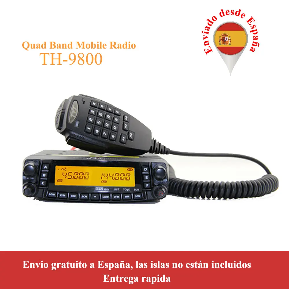 th-9800 TYT TH9800 TH-9800 Мобильный приемопередатчик Автомобильная радиостанция 50 Вт ретранслятор скремблер Quad Band V/UHF автомобиль грузовик радио с кабелем - Цвет: th-9800