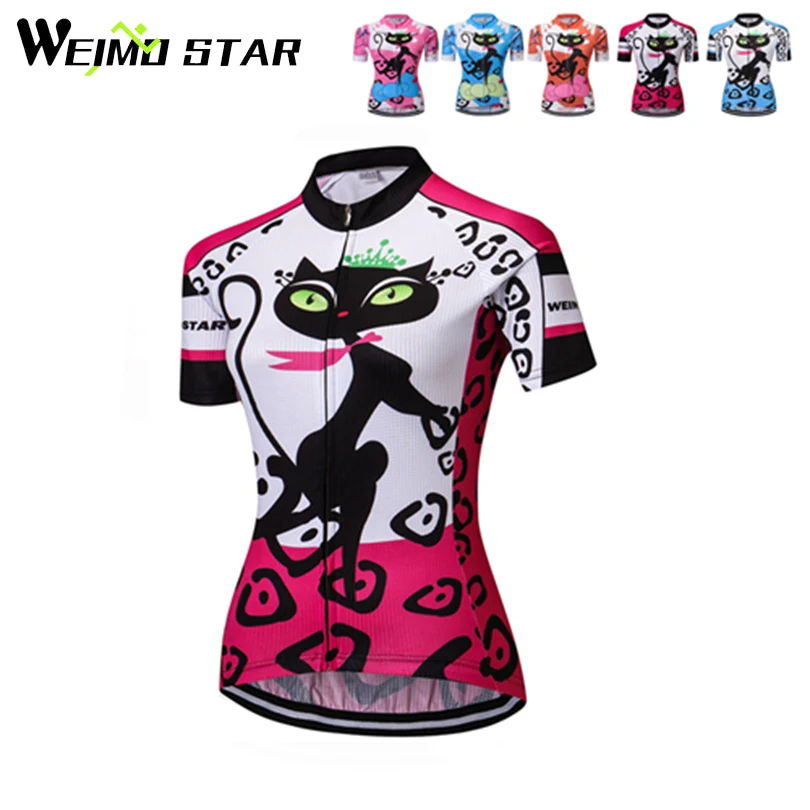 

Женская спортивная одежда WEIMOSTAR Pro для команды, Джерси для велоспорта с короткими рукавами и изображением кошек, одежда для велоспорта