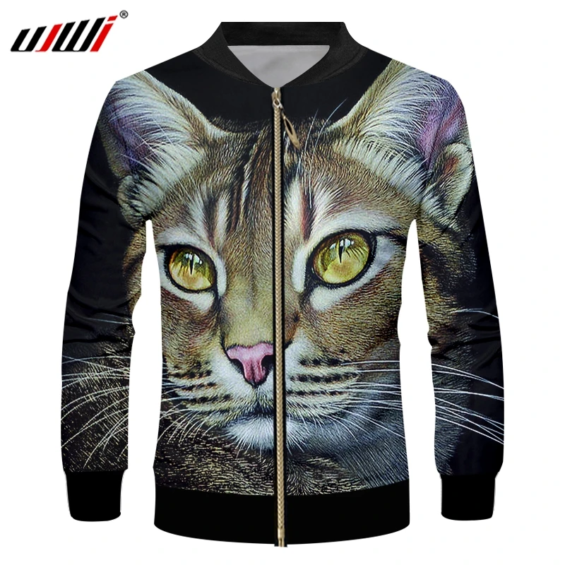 UJWI человек творческий новый Янтарный глаз животных молния куртка 3D печатных
