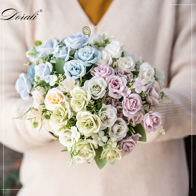 10 головок яркие маленькие пионы искусственные цветы букет осенне зимняя Роза