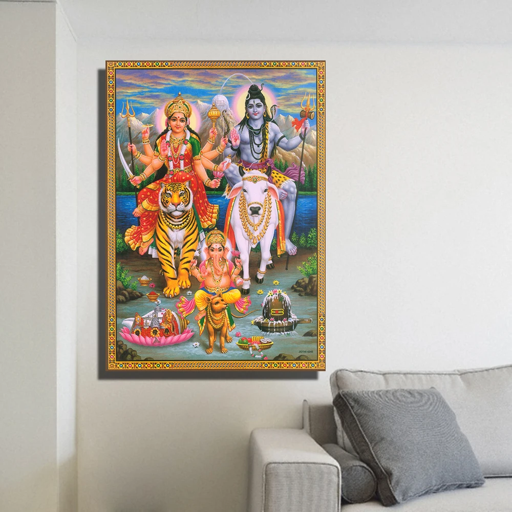 Настенная картина CHENFART Будды Shiva Parvati Ganesha масляная живопись холст настенные