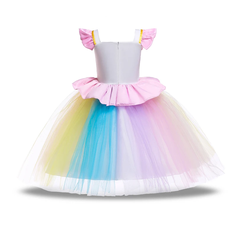 Необычное разноцветное платье с единорогом для девочек праздничное платье-пачка