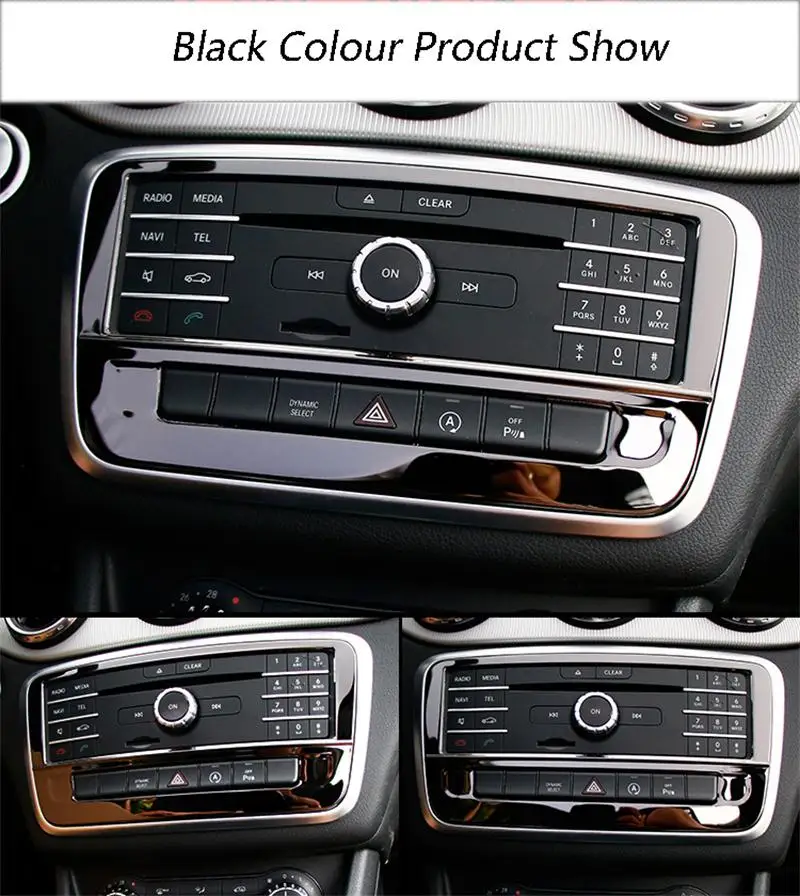 Black Автомобильный Стайлинг из нержавеющей стали управление кондиционер CD панель декоративная накладка для Mercedes Benz GLA CLA класс 200 220 - Название цвета: Black