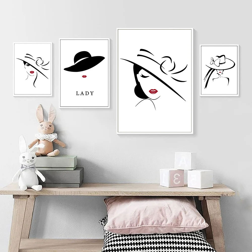 Настенные картины с красными губами скандинавский плакат минималистичный Холст