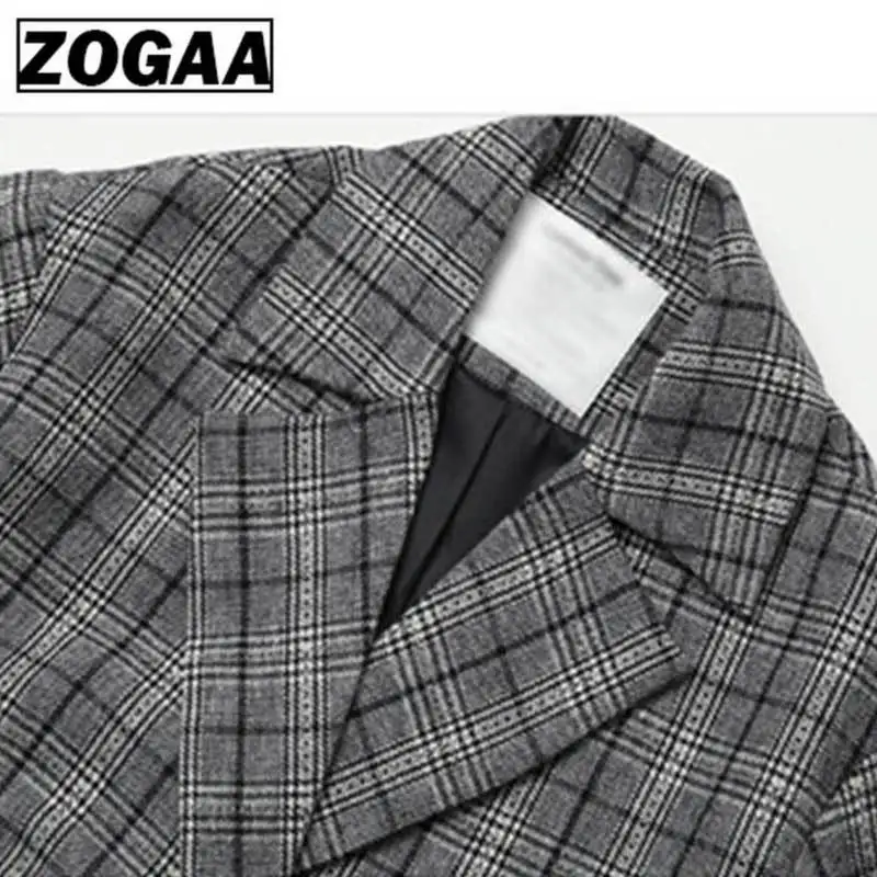 Женское длинное клетчатое пальто ZOGAA большого размера в европейском и