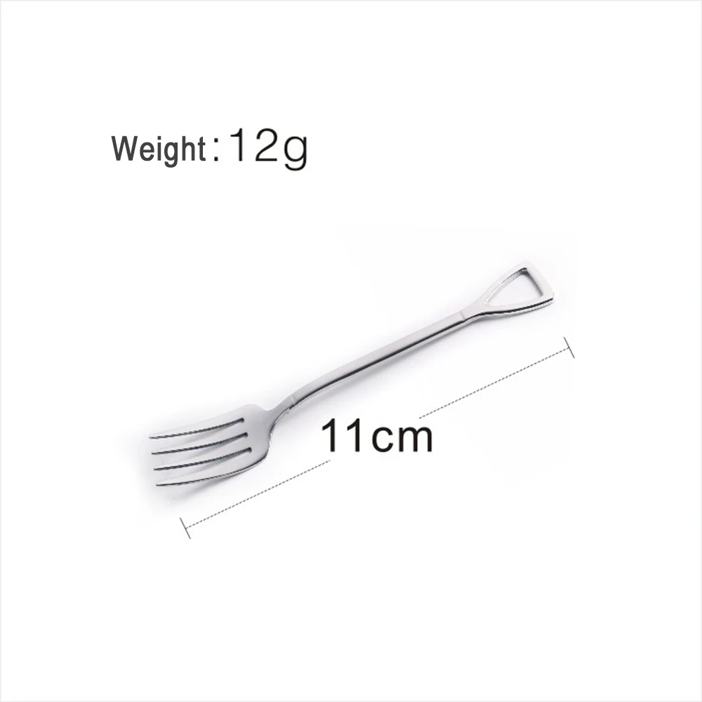 Small Fork Нержавеющая сталь креативная Лопата Форма Ложка Вилка для фруктового салата посуда столовые вилки мороженое Десерт чайные ложки Пикник Кемпинг - Цвет: Small Fork