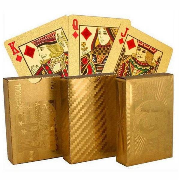 Высокое качество золотые игральные карты Золотая фольга покер набор евро доллар - Фото №1