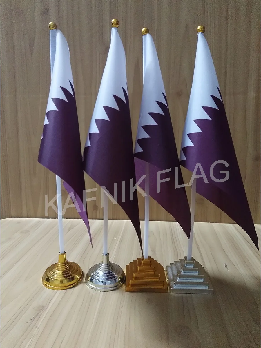 

KAFNIK,5/10pcs a lot Qatar table desk flag banner 14*21cm flag /Plastic flags or suction cups for your choice free shipping