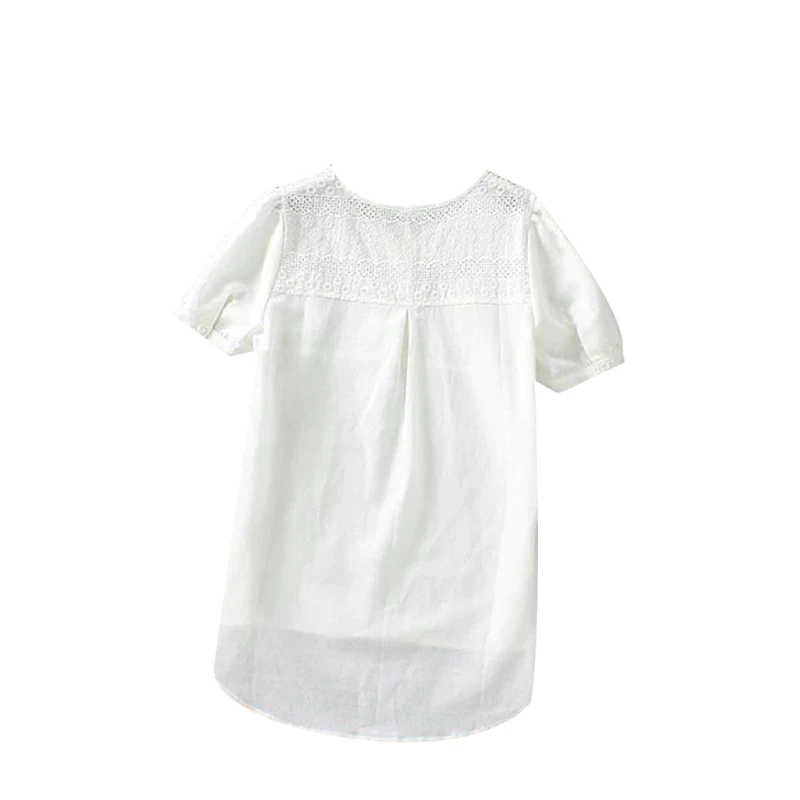 Летние шорты объемные рукава Для женщин Блузки для малышек Вышивка лоскутное