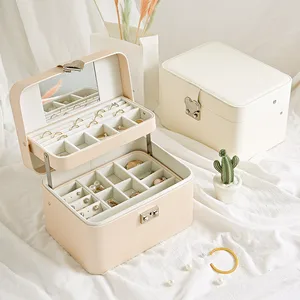 fashion design leather jewelry box jewelry case jewelry package storage large space jewelry ring necklace bracelet hot selling free global shipping