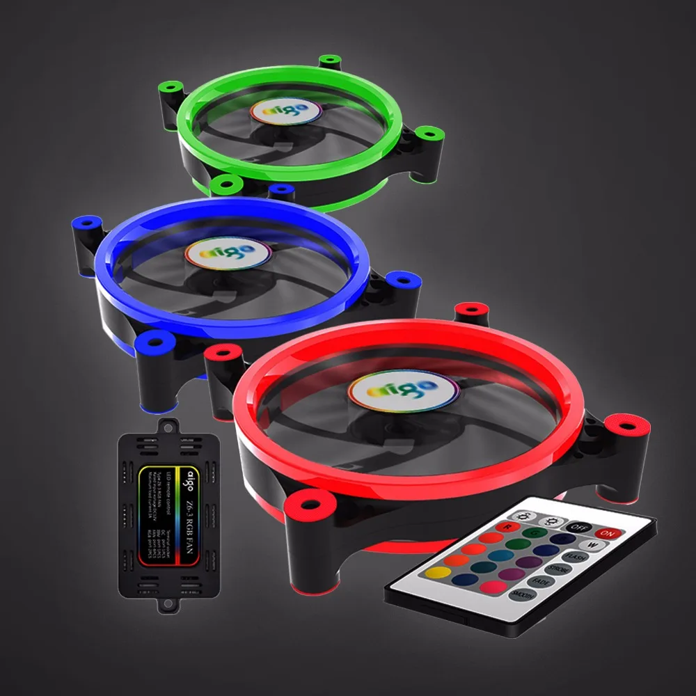 Aigo Z6 3 упак. кулер для процессора RGB LED 120 мм с дистанционным ИК пультом Вентилятор