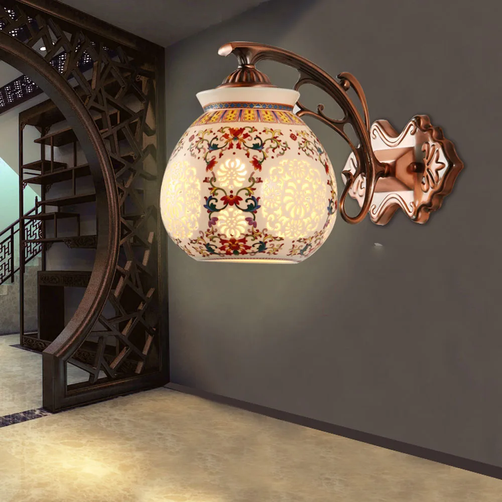 Настенный светильник китайский керамический 110 220 В светодиодный для гостиной