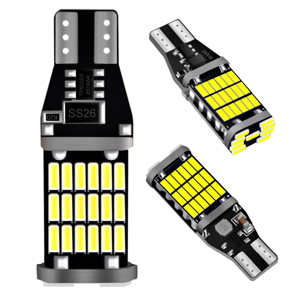 2 шт 12V-24V Canbus 921 912 T10 T15 45 светодиодный 4014 SMD 45SMD без полярности T16 лампы светильник