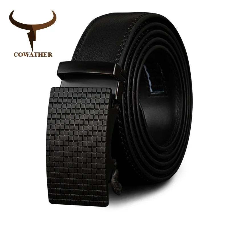 blackCZ062 Cowather корова Пояса из натуральной кожи Ремни Высокое качество для Для мужчин Автоматический Винтаж мужской ремень бренд, пряжка Ремни 110-130 см длинные - Цвет: blackCZ062