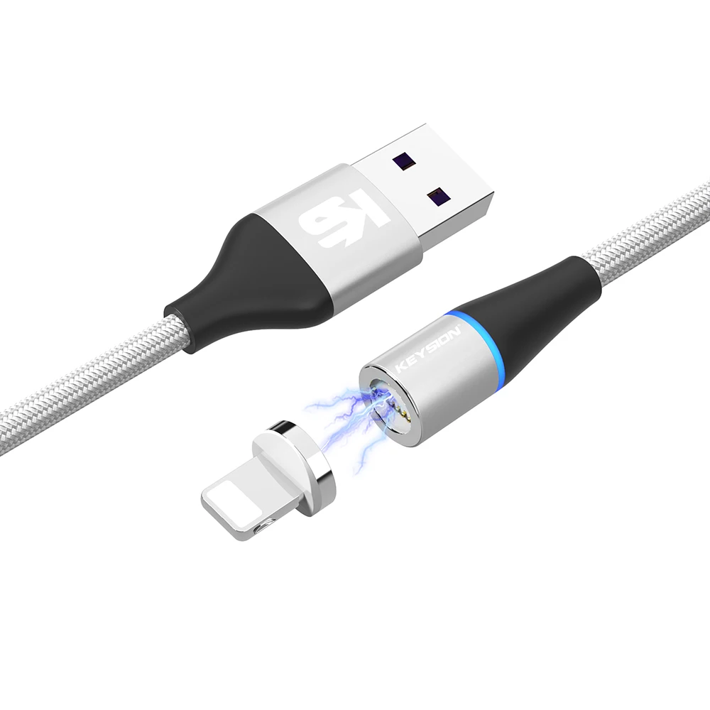 Серебристый KEYSION USB-C Магнитный кабель для samsung A70 A50 A30 A20 Xiaomi Mi 9T K20 провод для быстрого заряда тип-c Магнитный кабель для зарядки телефона - Цвет: Серебристый