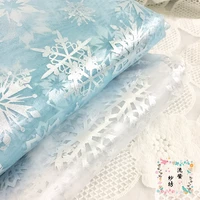 150x100cm christmas organza gilded fabric snow and snowflake print tutu performance costume cloth