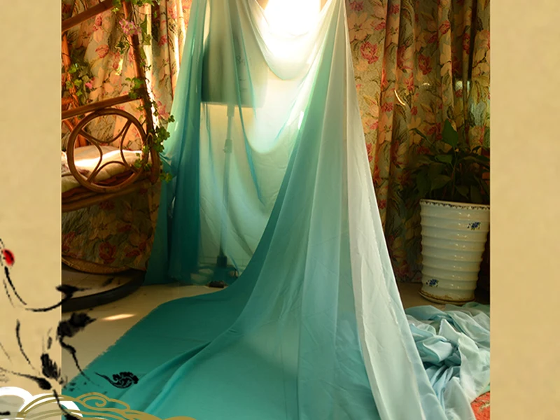 Зеленый Омбре шифон материал свадебное платье текстиль Tecido|chiffon material|chiffon tecidoombre