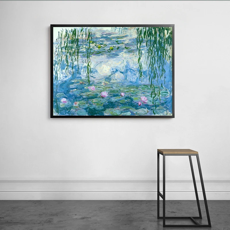 Картина на холсте Monet ВОДНЫЕ ЛИЛИИ Современное украшение постеры с цветочным