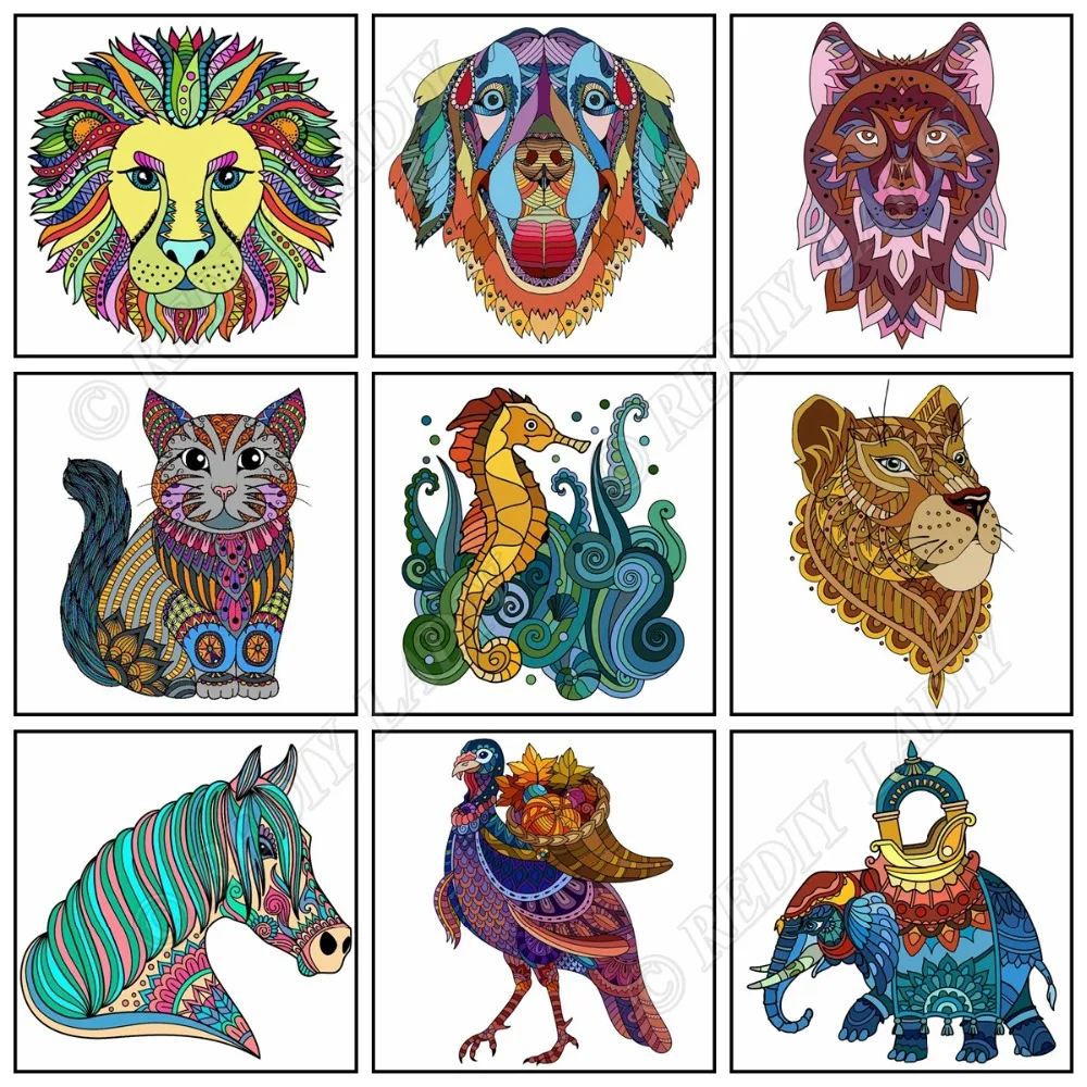 5D алмазная живопись сделай сам Красочные животные полноразмерная/круглая