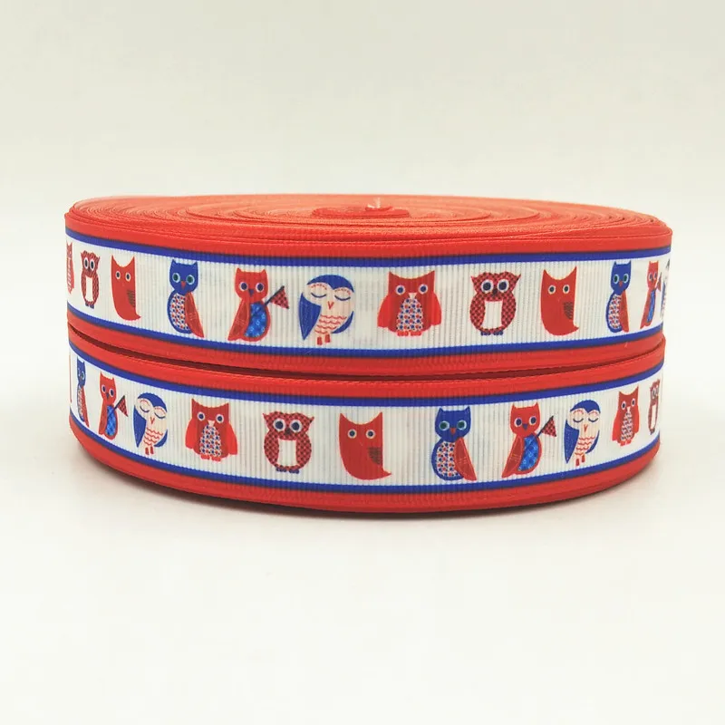 

Q&N ribbon 7/8inch 22mm cute owl printed grosgrain ribbon 50yards/roll for headband hair tie free shipping