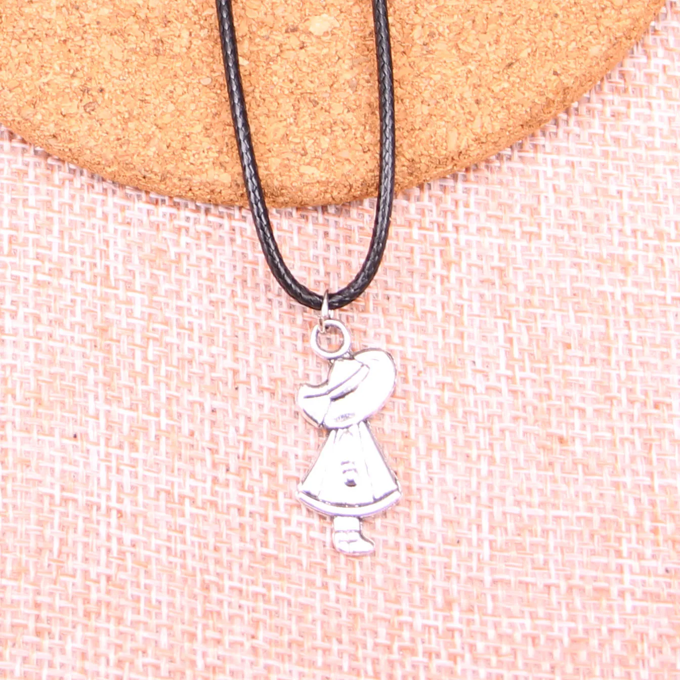 20Pcs Antique Silver Color girl hat Pendant 12*24mm Leather Chain Necklace Black Cord | Украшения и аксессуары